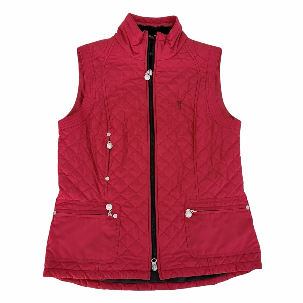GOLFINO red quilted golf vest zip front us 12